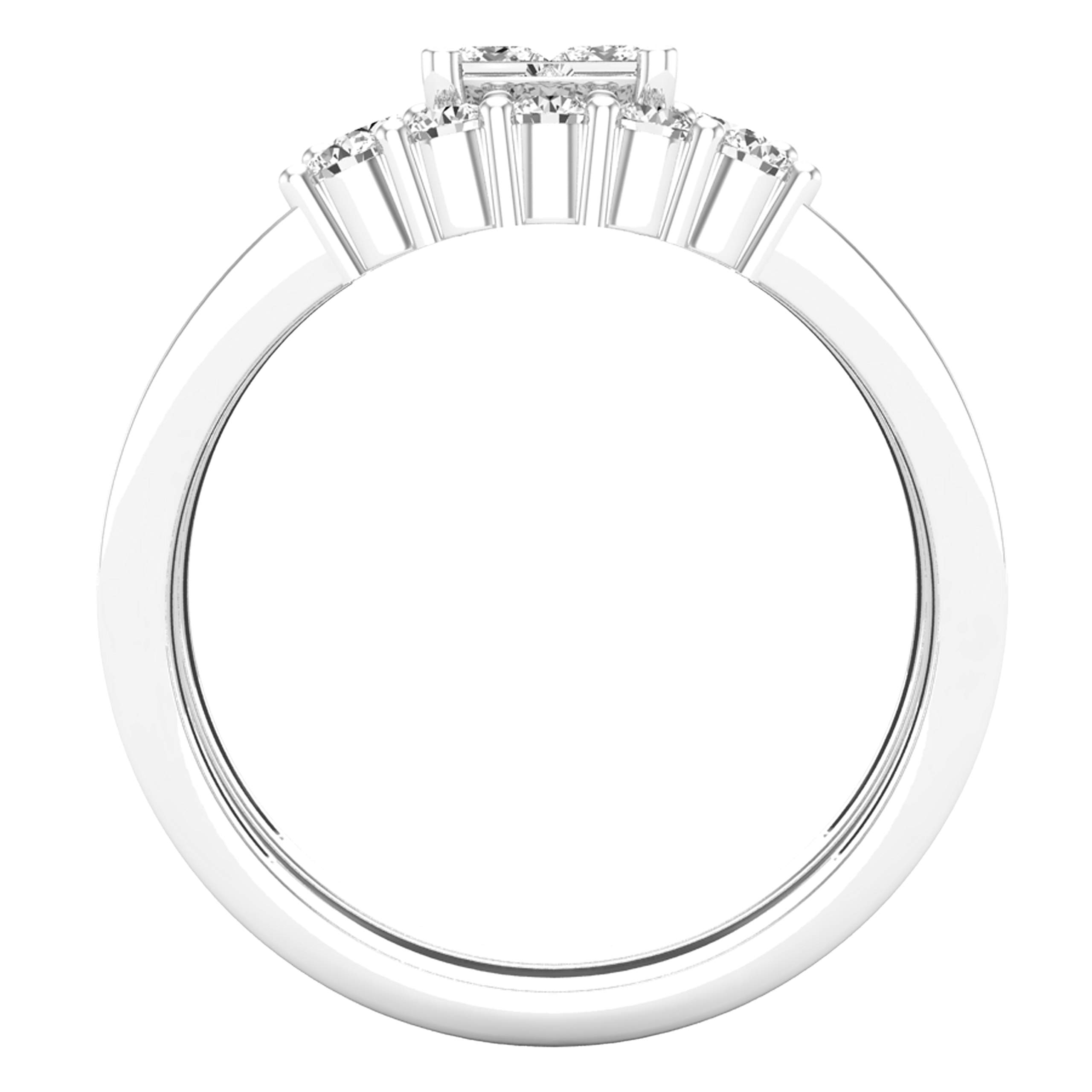 DazzlingRock Collection 10 quilates oro blanco Princess, Round & Baguette IJ Diamante blanco