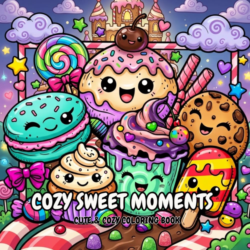 Cozy Sweet Moments: Bold & Easy Coloring Book for Adults (25 Ilustrations)