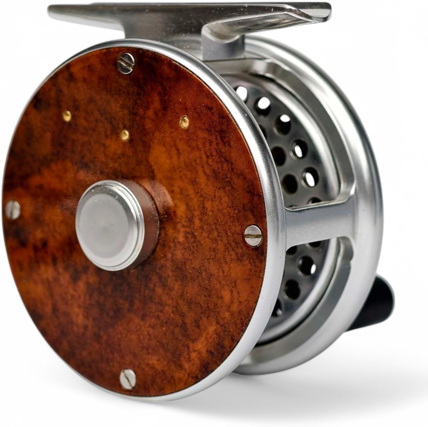 Retro Trout Fly Reel | Classic S-Handle Design | 6061-T6 Aluminum | LHW/RHW Convertible | 2.5''/3''/3.5'' Sizes (wood5, 2.5'' for 2/3/4wt, Right-Handed (with Agate Guide))