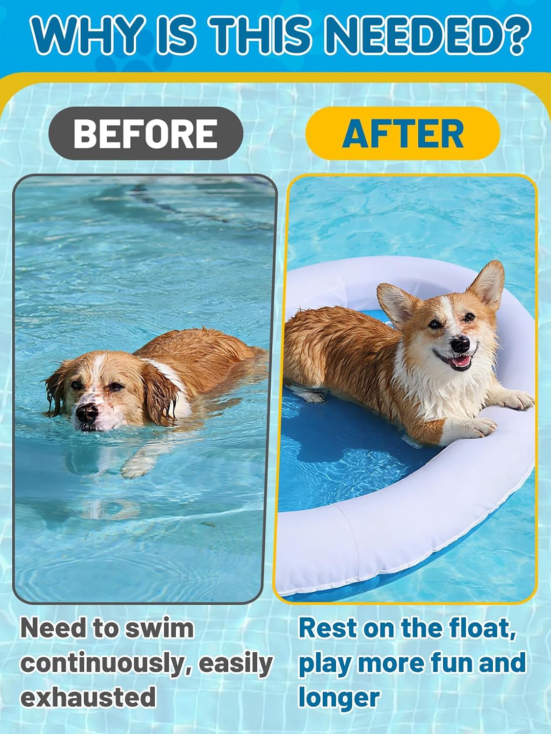MEWTOGO Inflatable Anti-Tear Oxford Dog Pool Float