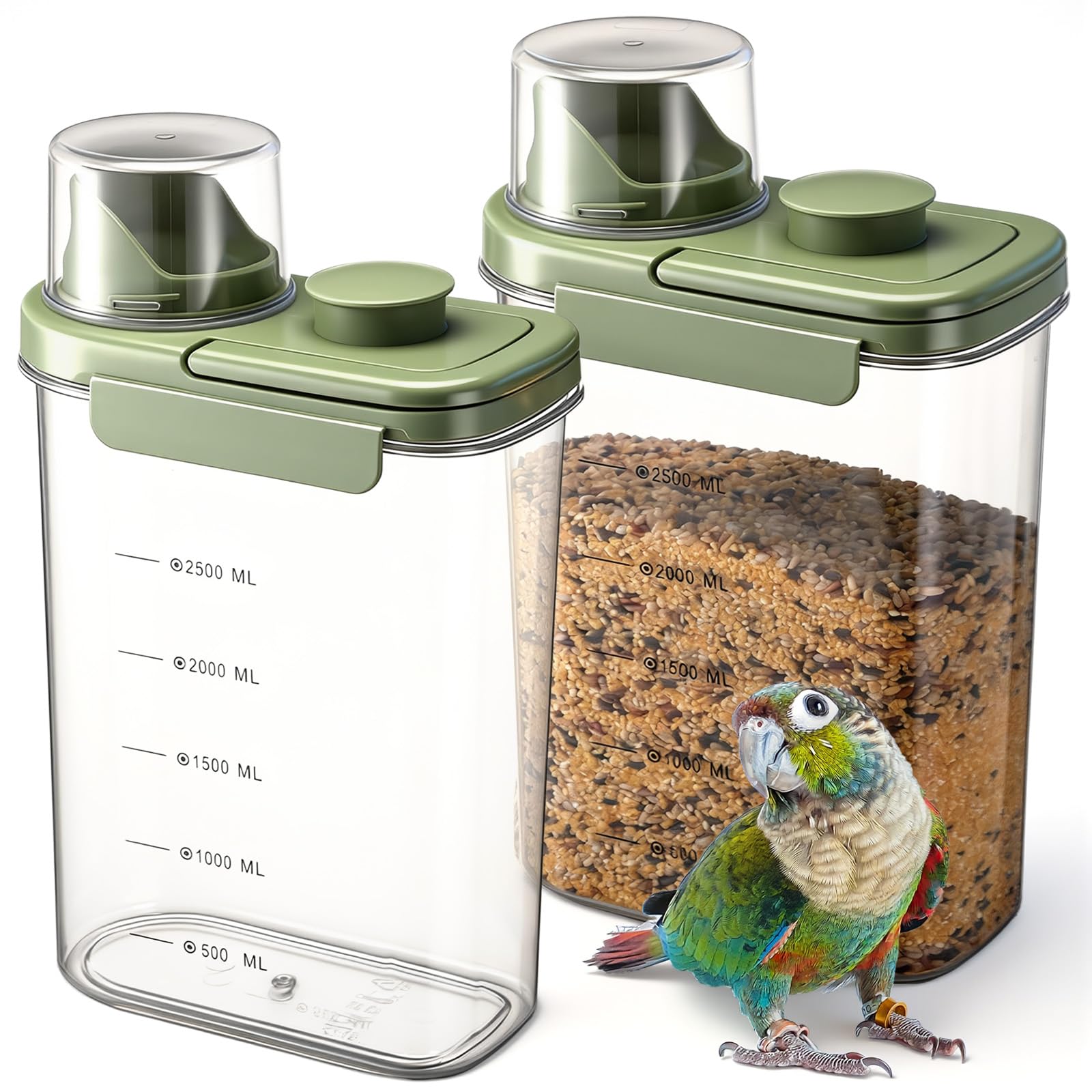 Maxdot 2 Pcs Bird Seed Storage Container 3 Qt/2.8 L - feeding and watering supplies pet | Mubboo