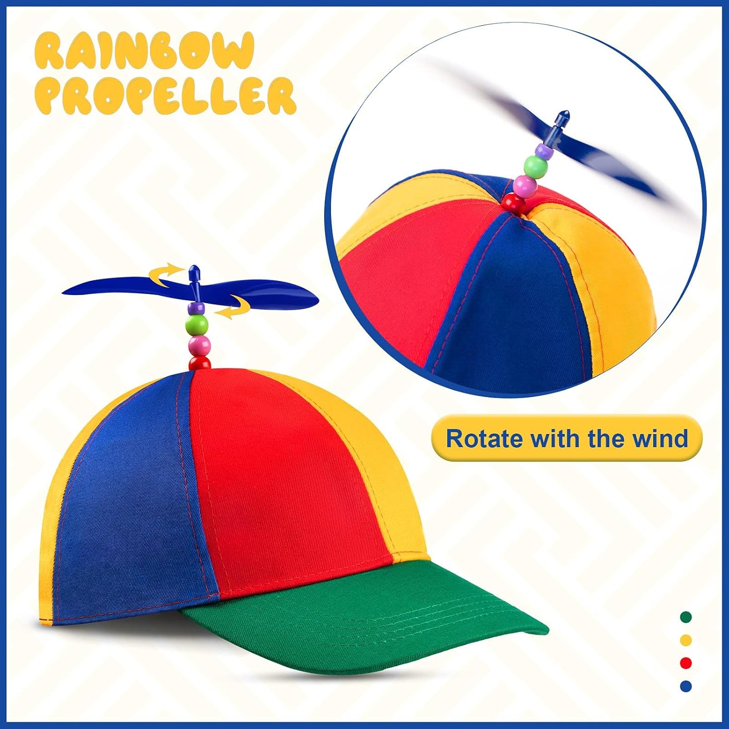 Sintege Propeller Hat Nerd Silly Twirly Cap Helicopter Cap with Spinner and Adjustable Bowtie for Costumes - Image 3