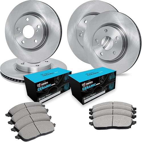 R1 Concepts Frenos y rotores delanteros y traseros. Juego de pastillas de freno y rotores de cerámica delanteras y traseras. Compatible con Lexus IS