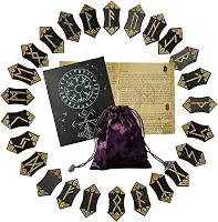 Tirmanaz Conjunto de runas, conjunto de 25 peças de pedra de runa viking de madeira com livro guia, bolsa de veludo, runas nórdicas para iniciantes, bruxaria/adivinhação/meditação/espiritual