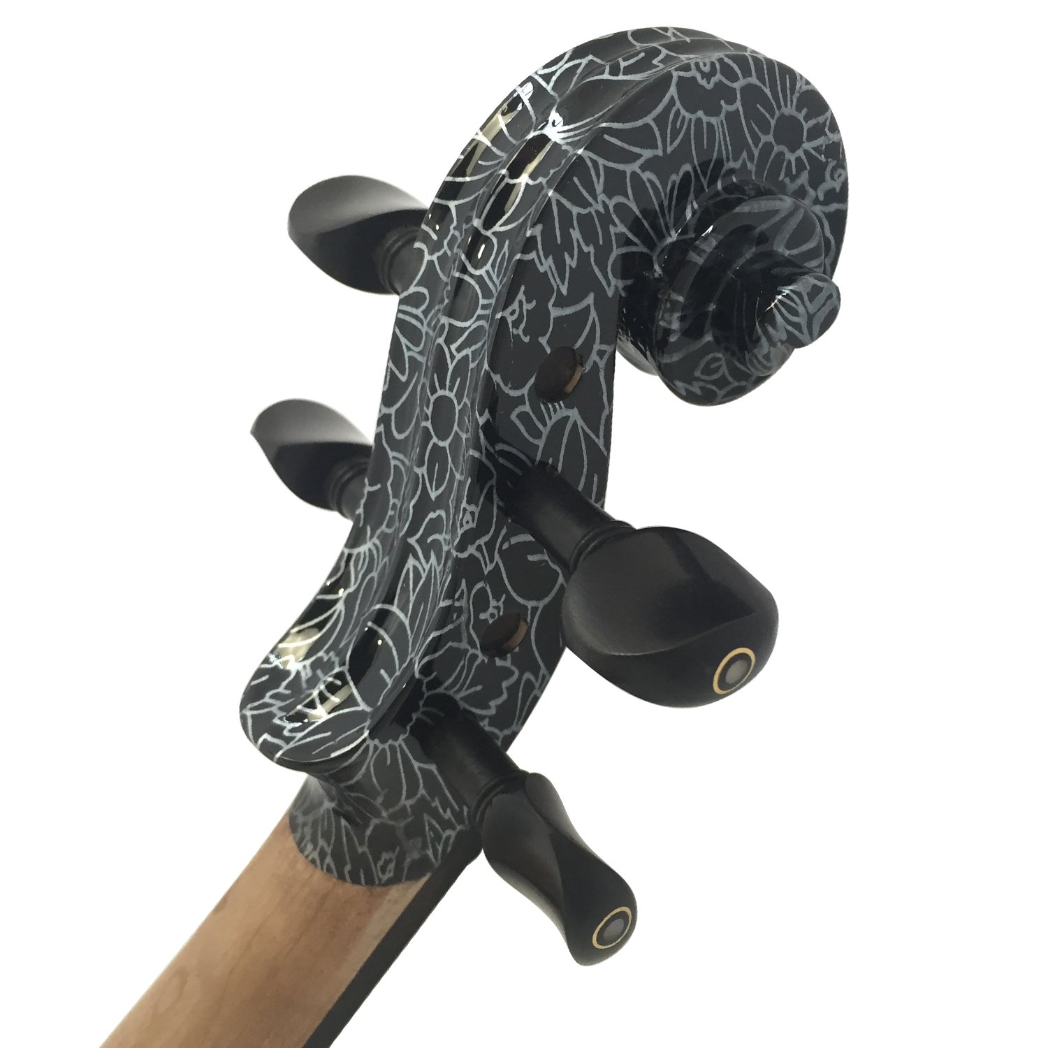Aliyes legno elettrico completo per violino 4/4 Advanced intermedio elettrico silenzioso violino (Art fiori bianchi) (alkit-006), ALSDDS-1306