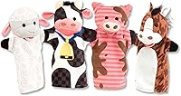Melissa & Doug Farm Friends Hand Puppets Set of 4 - Cow, Horse, Sheep, Pig for Kids Imaginative Play