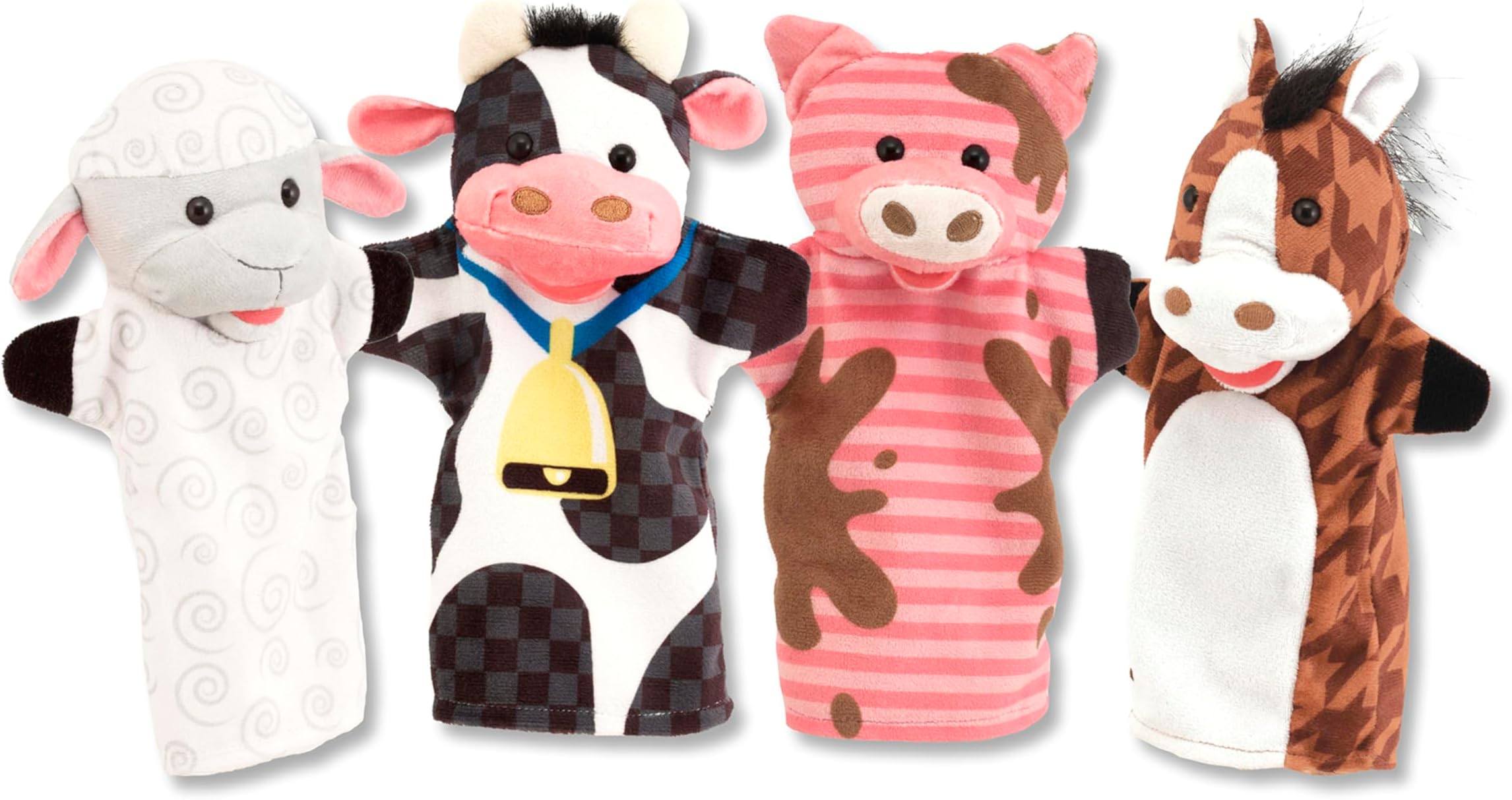 Farm Friends Hand Puppets (Set of 4) - Cow, Horse, Sheep, and Pig, Farm, 1 EA