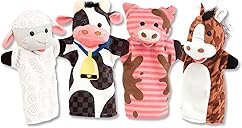 Melissa & Doug Farm Friends Hand Puppets (Set of 4) - Cow, Horse, Sheep, and Pig Soft Puppets for Kids and Toddlers Ages 2+