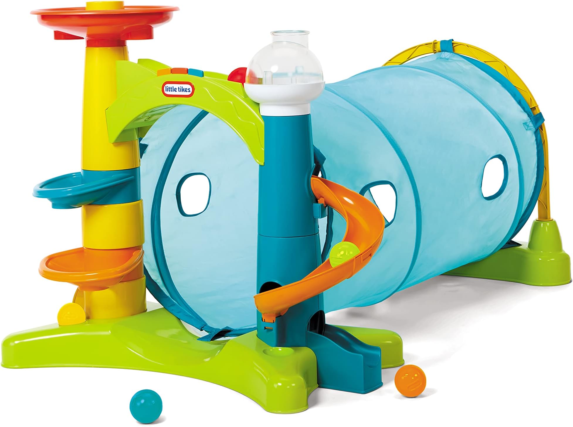 Learn & Play 2-in-1 Activity Tunnel with Ball Drop, Windows, Silly Sounds, and Music for Kids Ages 1-3, Multicolor