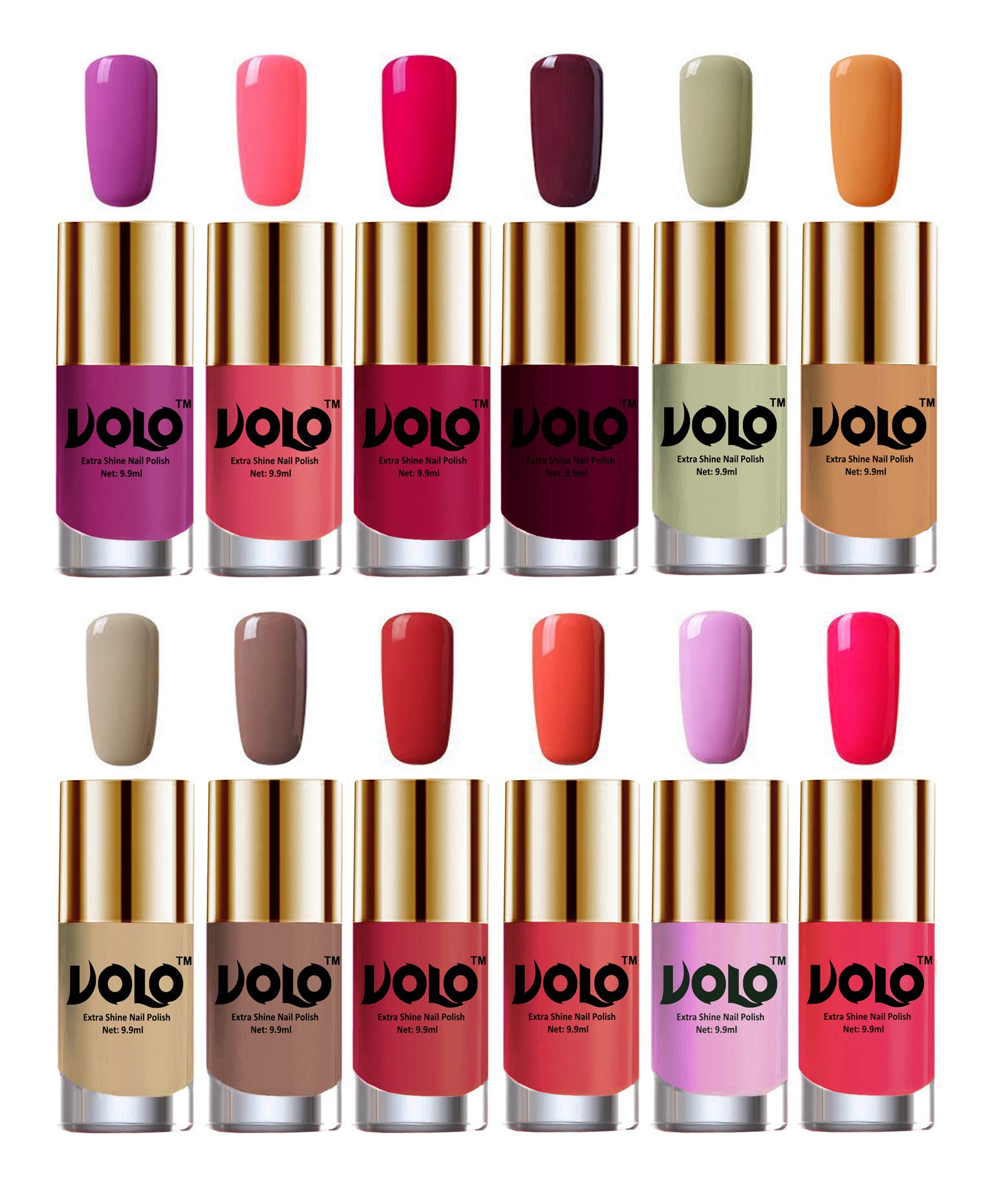 Volo Super Shine Nail Polish Set of 12 Vibrant Shades (Bright Plum, Pink Mania, Moon Magenta, Wine, Mischievous Mint, Flirty Nude, Nude, Dark Nude, Coral Compass, Peach Crush, Light Purple, Passion Pink)-image-41
