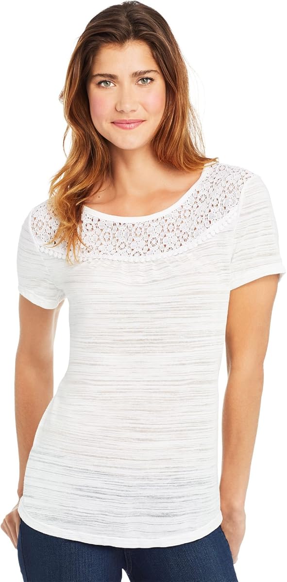 Comfortblend Short Sleeve Peasant Lace Tee