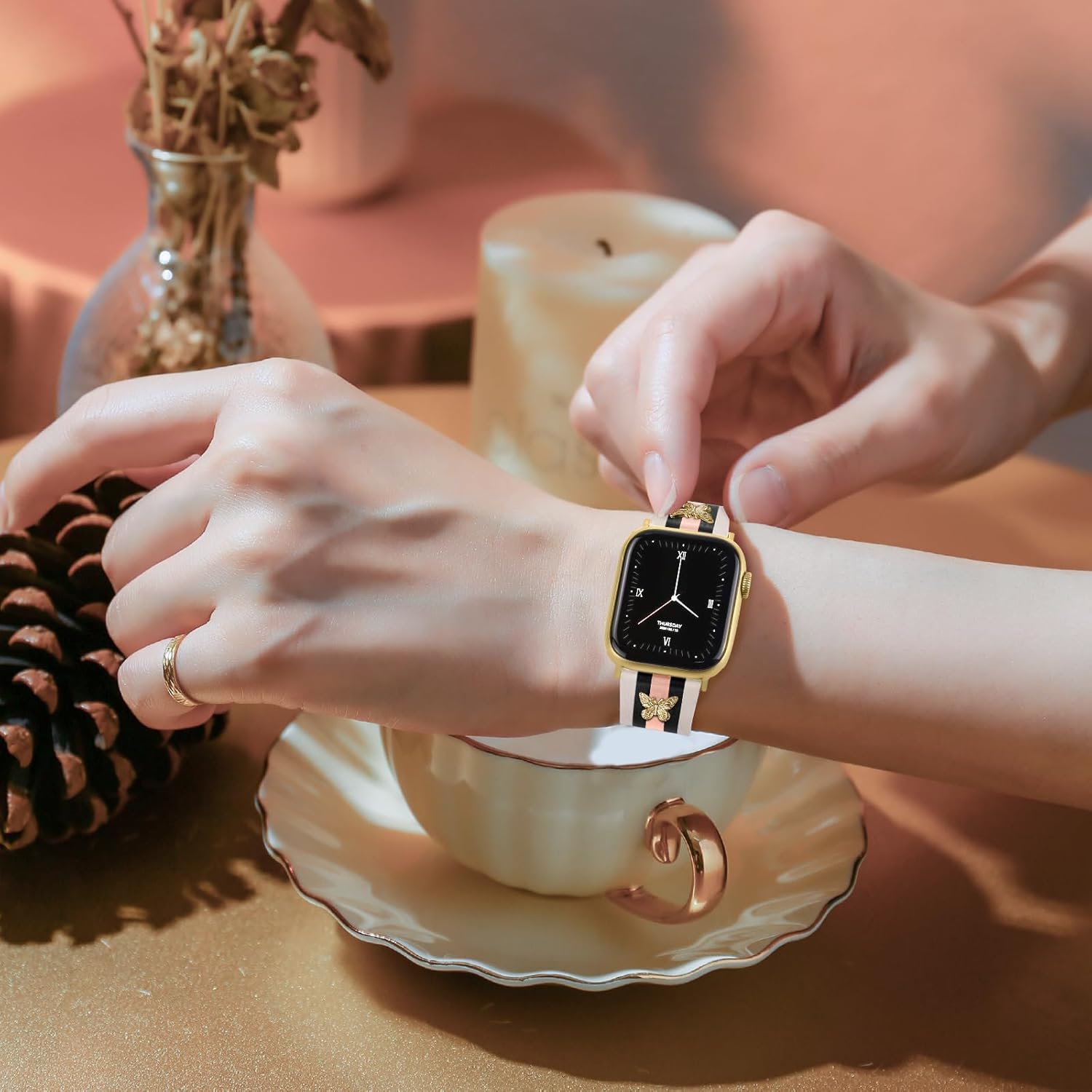 Designer Leather Bands with Charms Compatible with Apple Watch 38mm 40mm 41mm 42mm(S11/10) 44mm 45mm 46mm 49mm Women Men Strap for iWatch Series 11/10/9/8/7/6/5/4/3/2/1 SE 1/2/3 Ultra 1/2/3 - Image 7