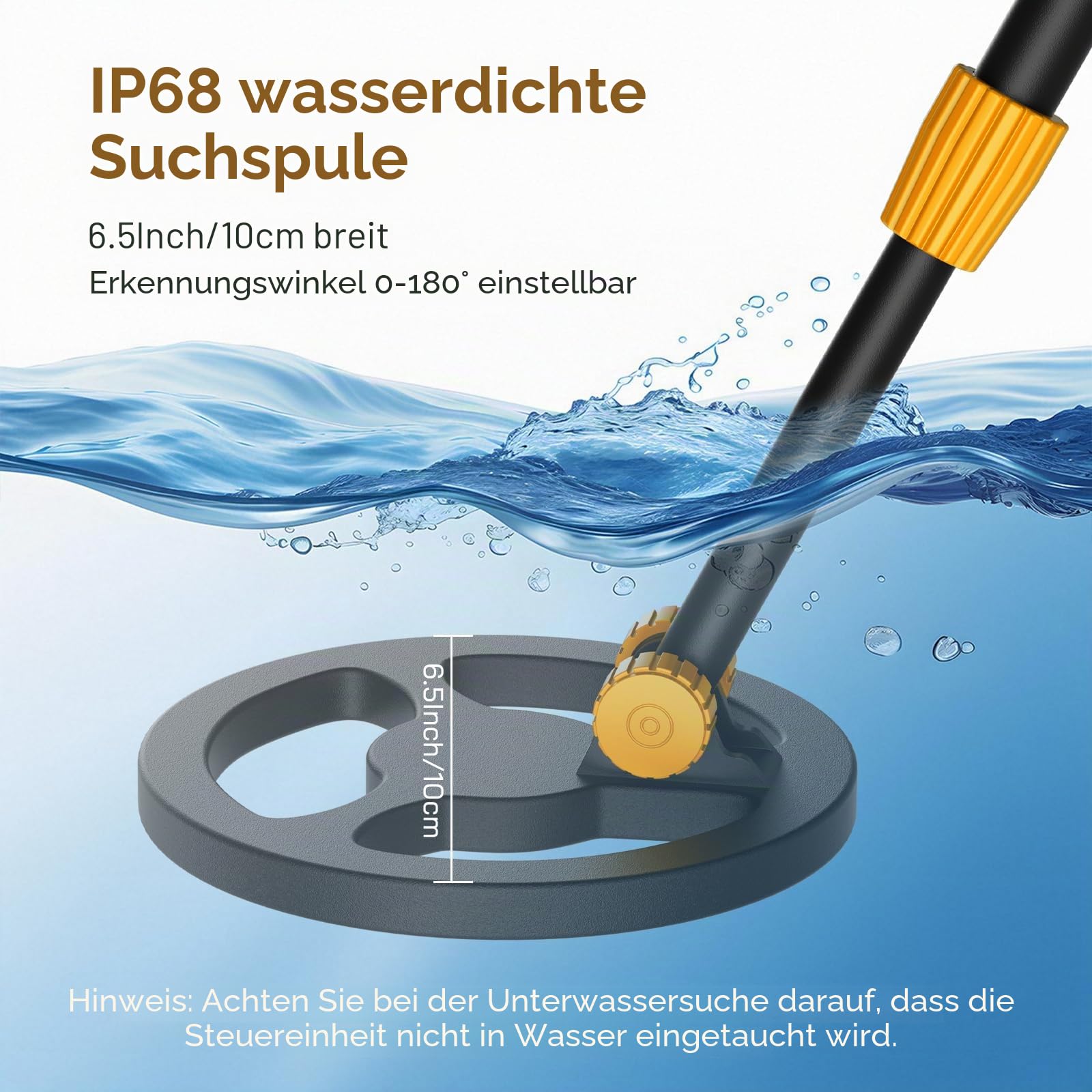 Metalldetektor für Kinder, Verstellbare Länge (16"-35") Metalldetektor, LCD-Display & Leichter Metalldetektor Kinder mit 6.5" Wasserdichter Spule, Schaufel, Rechen zum Erkennen von Münzen(Orange)
