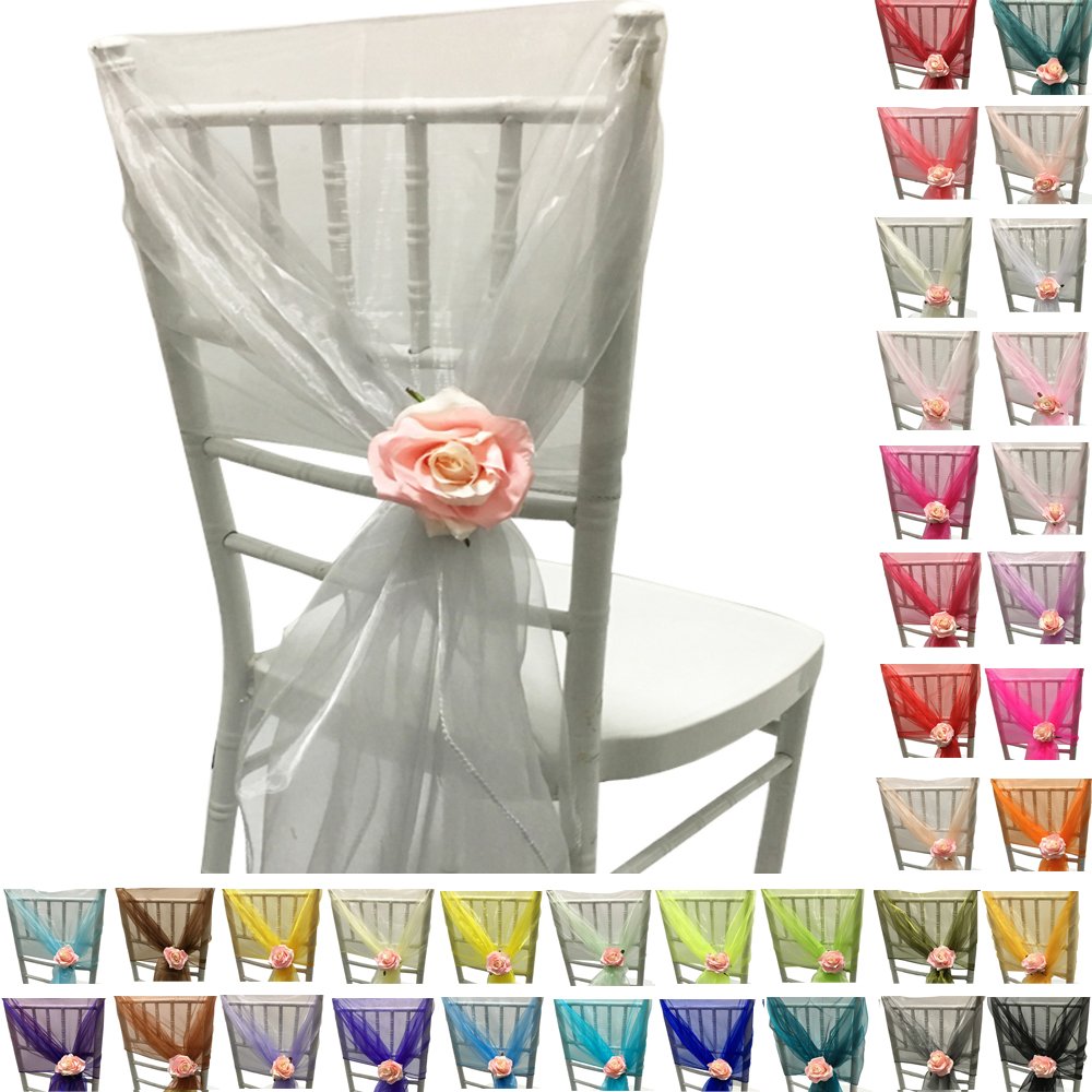 Time to Sparkle 10pcs 65cm X 275cm Organza Sash Hood Sash Chair Cover — image 1