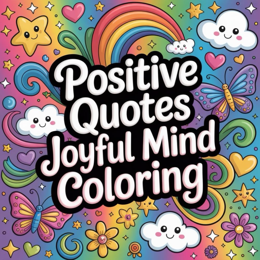 Positive Quotes Joyful Mind Coloring: cute coloring book for kids, coloring book for adults, kawaii coloring book, Coloring Book for Adults and Kids, ... sayings, uplifting messages, self-love quotes