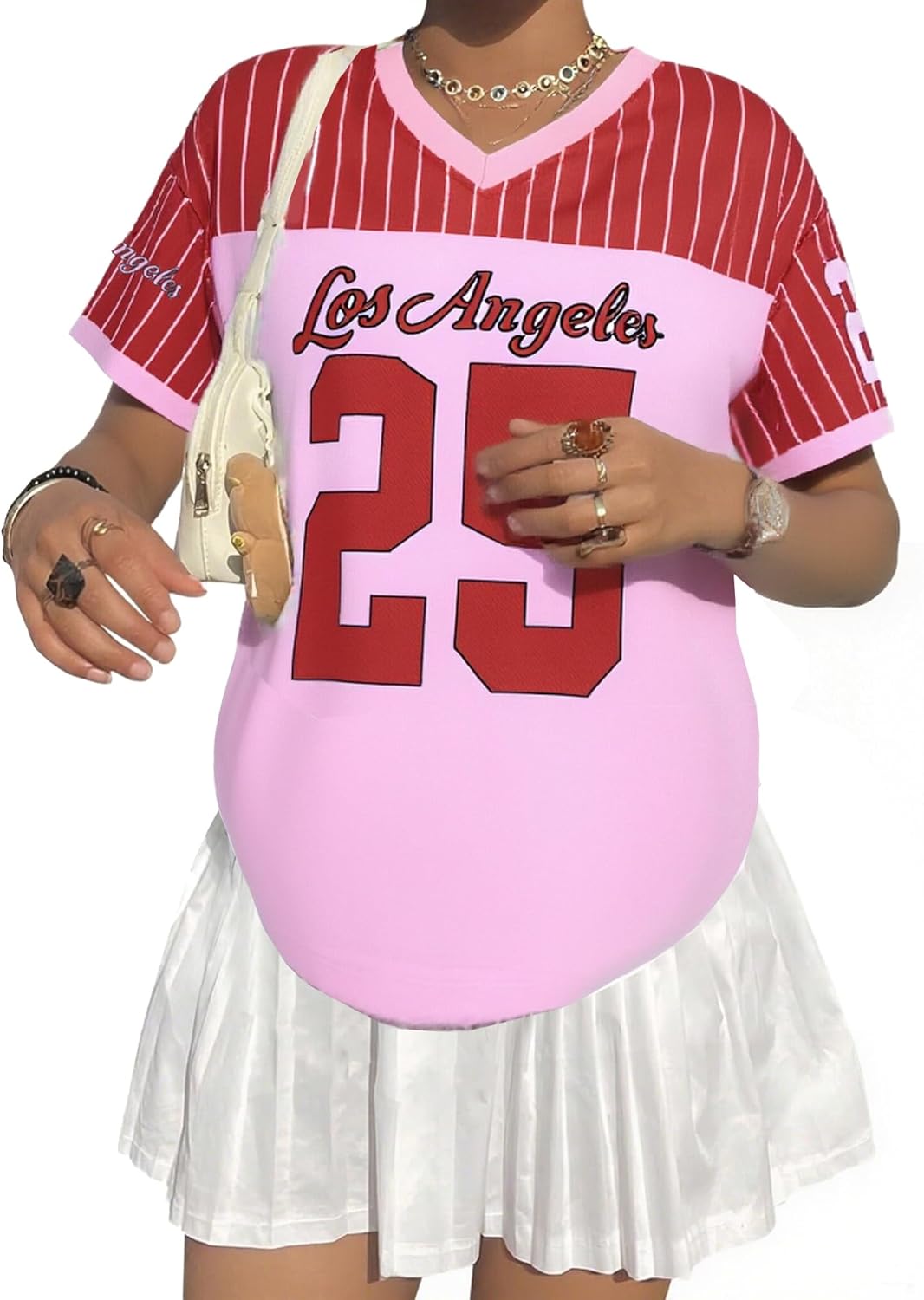 Jersey Shirts for Women Y2k Graphic Tees V Neck Baggy Streetwear Number Oversized T Shirt Summer Tops