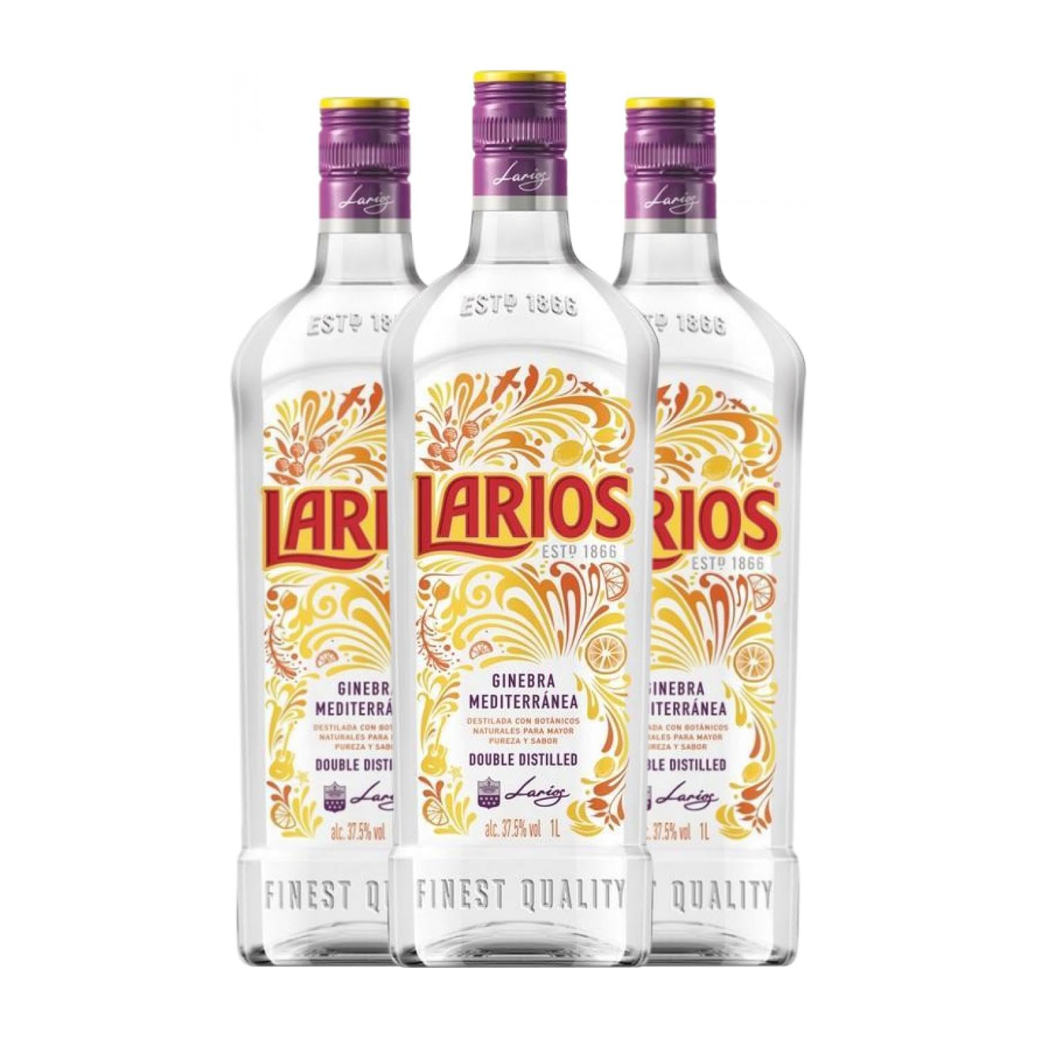 Ginebra Larios Botella Misil 1 L (Caja de 3 Botella Misil de 1 L)