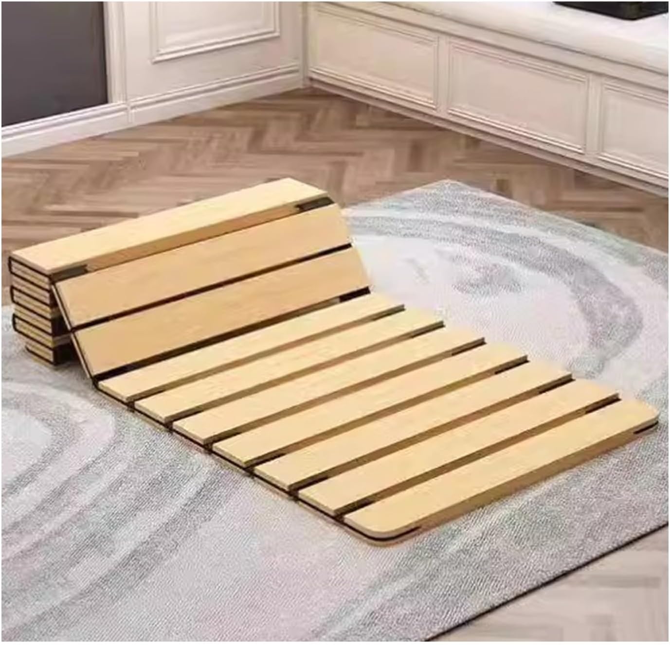 Foldable Bed Board, Wood Breathable Floor Support Bed Frame, Rollable Breathable Lumbar Protection Hard Bed Board for Bedrooms, Dormitories(80x200cm)