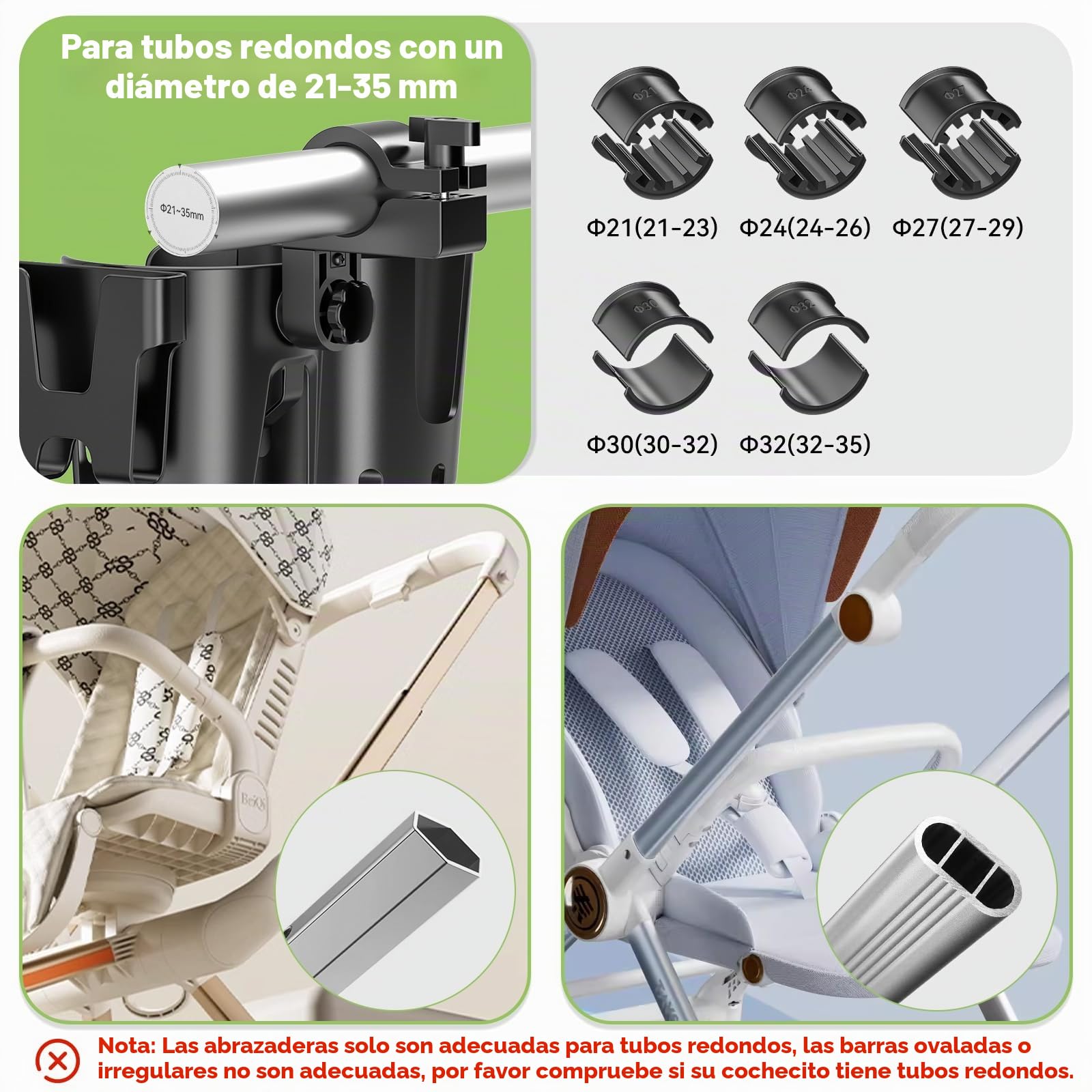 KDD Portavasos para Cochecito con Soporte Teléfono, 3 en 1 Portavasos Carito Bebe Extraíble, Portabotellas para Silla Rotación de 360 Grados Soporte para Vasos para Cochecito Bicicleta Andador Scooter
