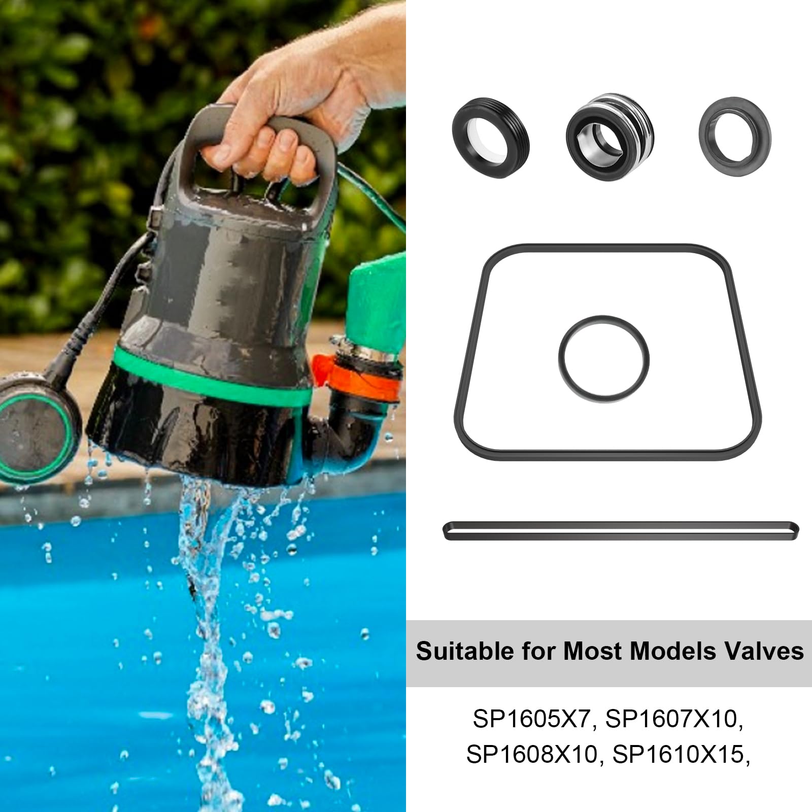 Poolpumpen Dichtungsset – Kompatibel Mit Hayward Super Pump SPX1600 Serie, Inkl. Quadratischer Dichtung & O-Ringe