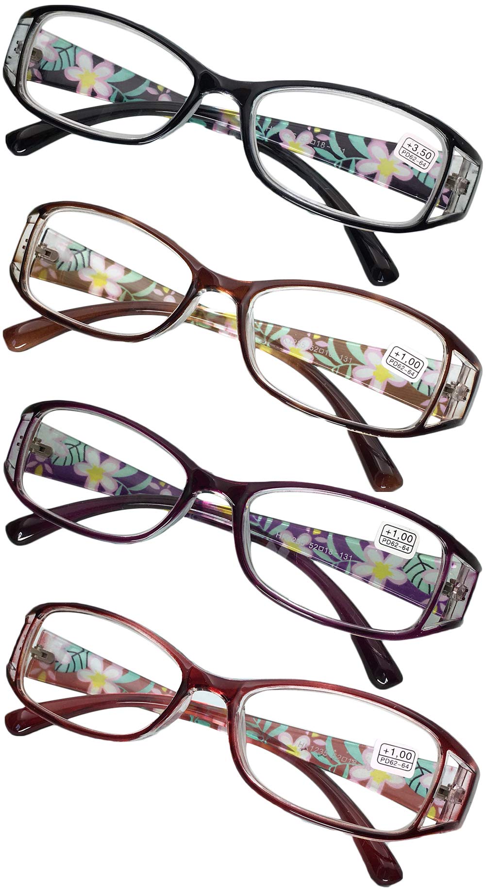 KOOSUFA Lesebrillen Damen Lesehilfe Sehhilfe Augenoptik Blumen Qualität Vollrandbrille 1.0 1.25 1.5 1.75 2.0 2.25 2.5 2.75 3.0 3.5 4.0 4.5 5.0 5.5 6.0