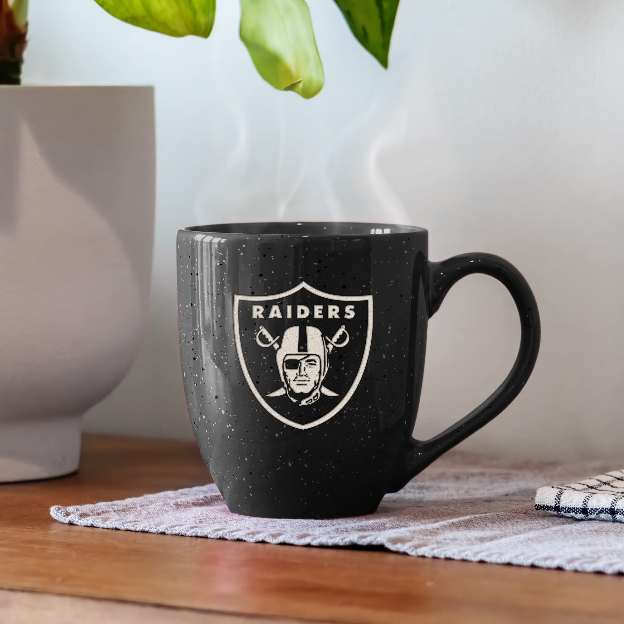 Rico Industries NFL unisex-adult NFL Football 16 oz Team Color Laser Engraved Speckled Ceramic Coffee Mug