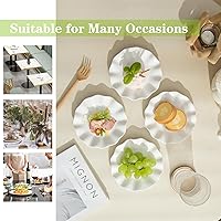 Vista 5 de TAMAYKIM 18 platos de postre de porcelana de 6 pulgadas, platos pequeños para aperitivos, juegos de vajilla con borde ondulado, aptos