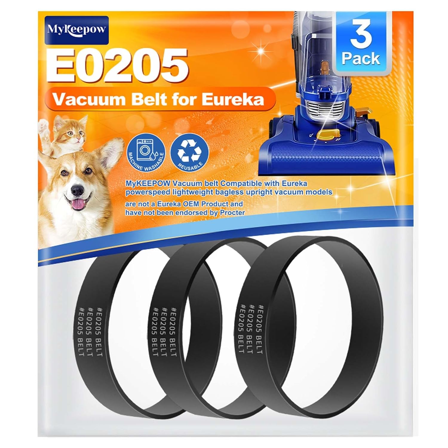 E0205 Vacuum Belt Compatible with Eureka PowerSpeed Lightweight Vacuum
