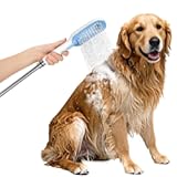 SR SUN RISE Dog Shower Attachment with 4 Adjustable Spray Modes, Pet Shower Attachment Hose for Easy Installation, Dog Shower for Bathing and Grooming, Indoor/Outdoor Use, 6.5-Foot Hose, Blue/White