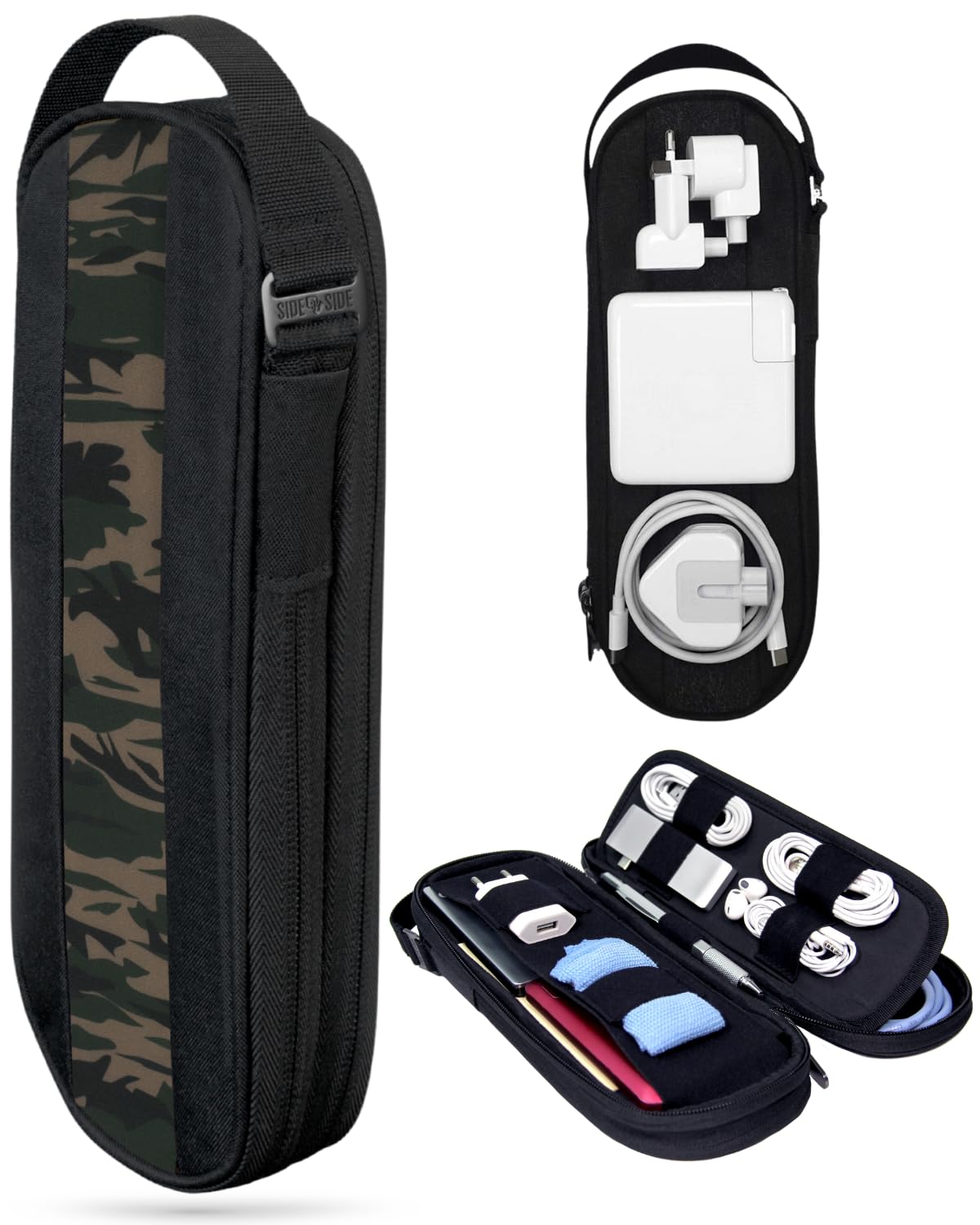 Electronics Travel Organizer for Charger & Laptop Accessories | Small Cable Bag Organiser for Tech Gadgets & Travel Essentials | Tech Pouch & Power Bank Case for Camera Accessories (Camo)