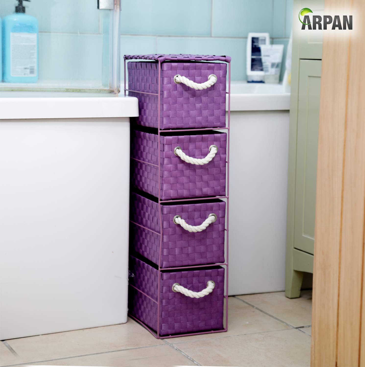 ARPAN Armario de almacenamiento de 2 x 4 cajones para dormitorio, baño, hogar, oficina (morado)