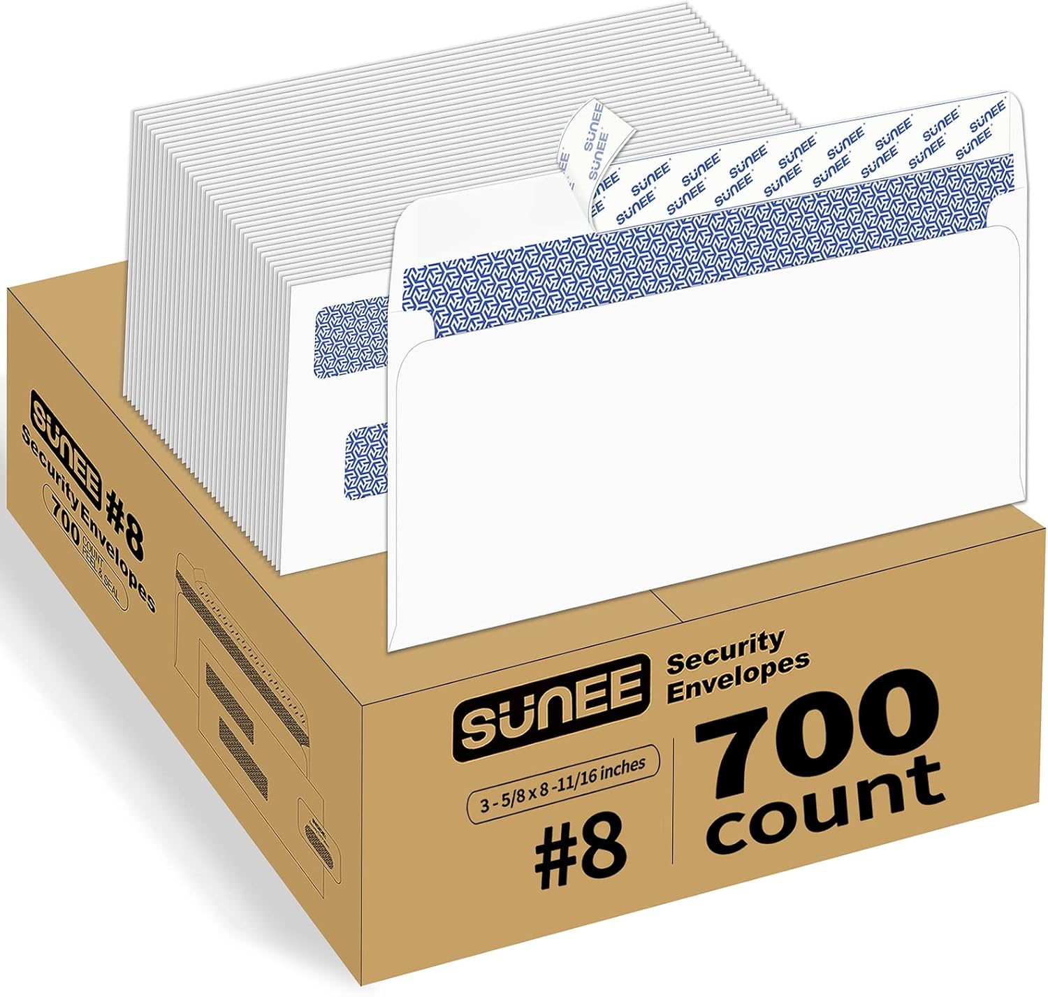700 Pack 8 Double Window Envelopes SelfSeal No. 8