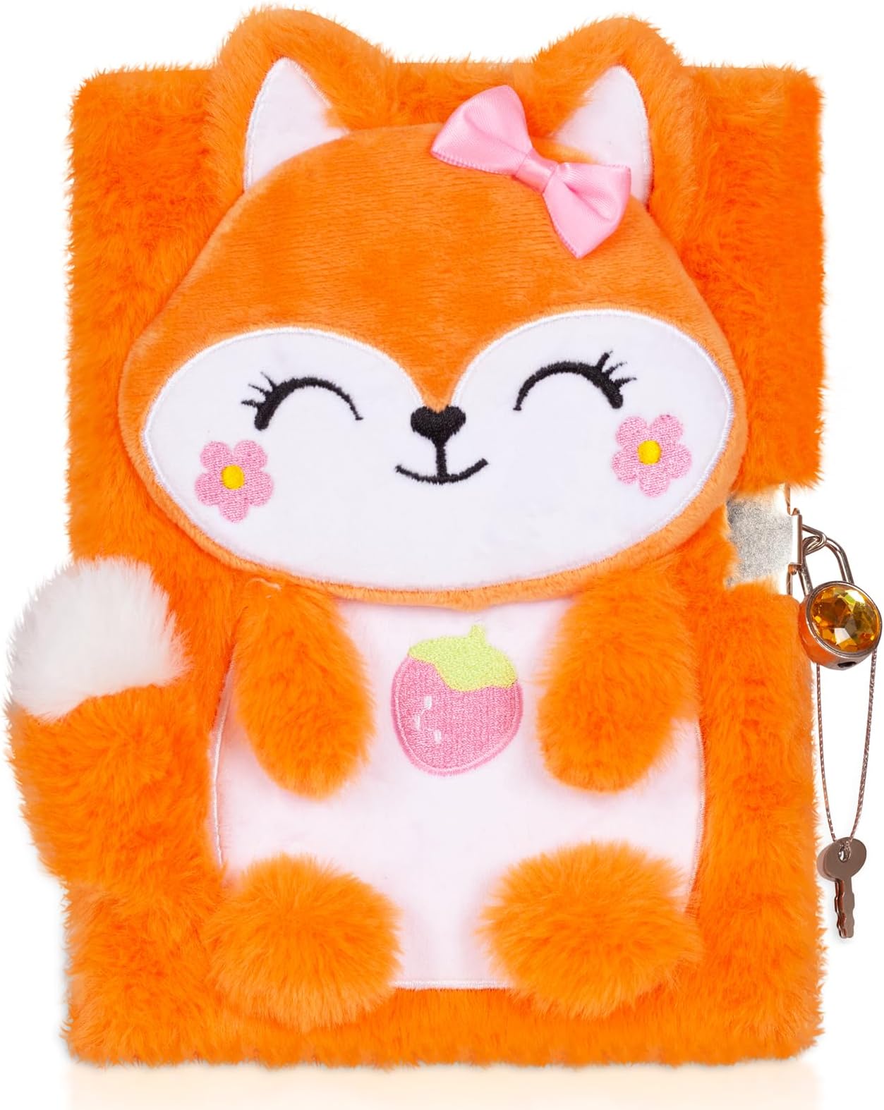 Fox Diary for Girls with Lock, Plush Fox Toys Gift for Teen Girls, Kids Fox Writing Journal Notebook, Birthday Gifts for Little Girls Ages 5 6 7 8 9 10-12 Year Old