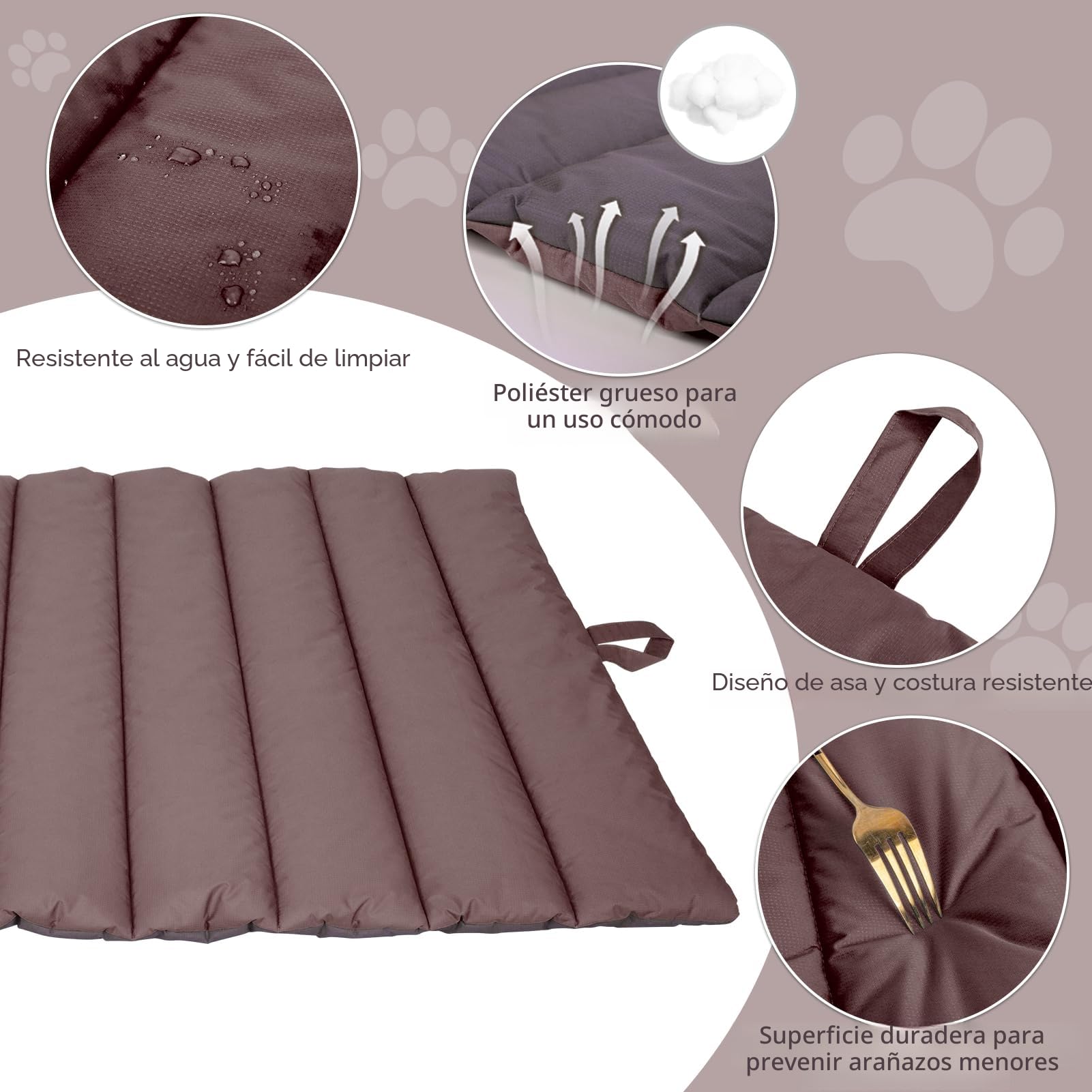 XIAPIA Cama Grande Perro, Impermeable Interior y Exterior, Colchón Manta para Perros, Portátil y Plegable Alfombrilla, Lavable, 110x66cm