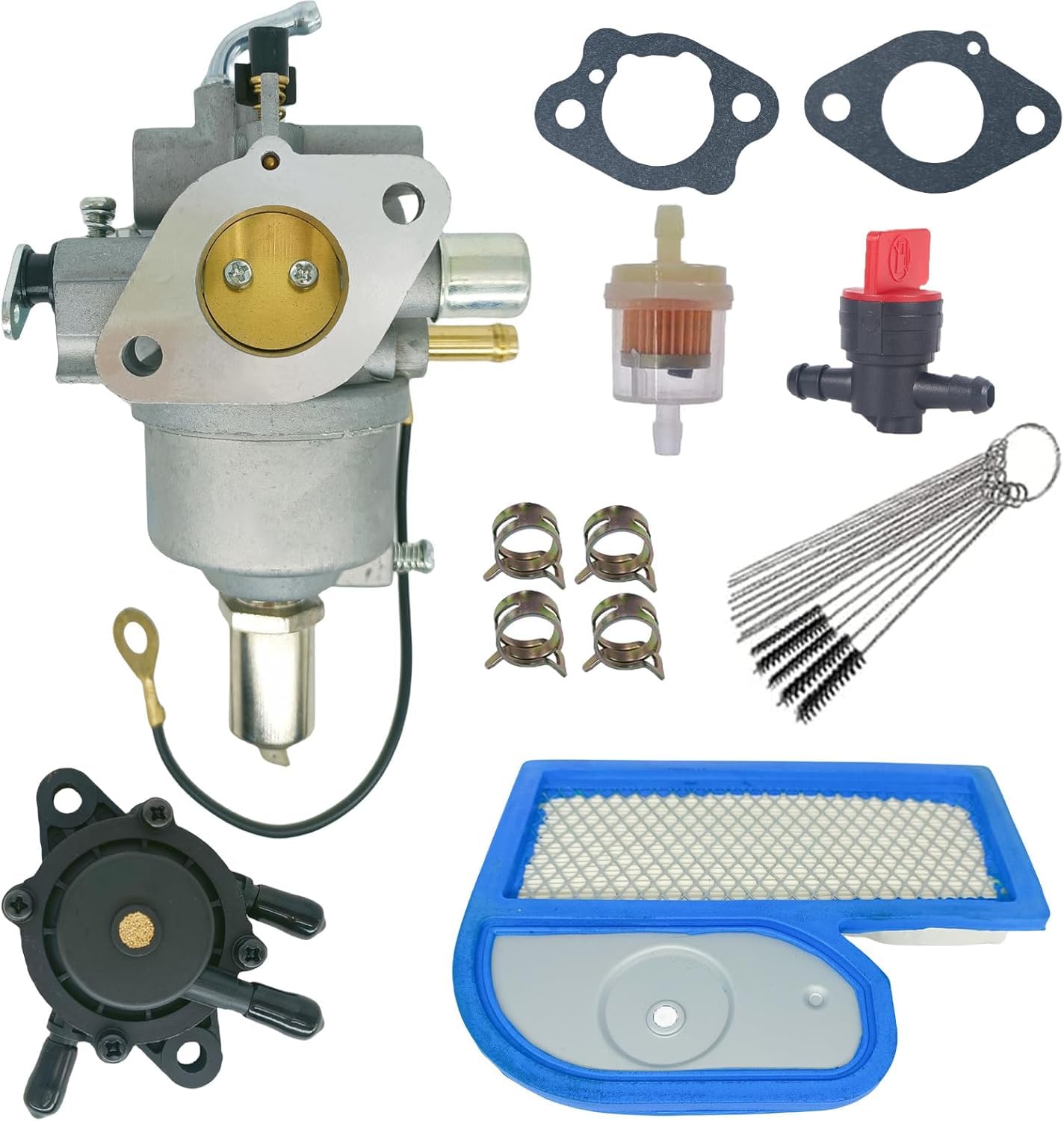 15003-7037 Carburateur de remplacement pour John Deere AM130923 AM130924 AM130925 Kawasaki 15003-7034 LT180 LX277 LX279 FH500V FH531V Toro 74405 74405FR 74801 Moteur de tondeuse avec pompe à carburant