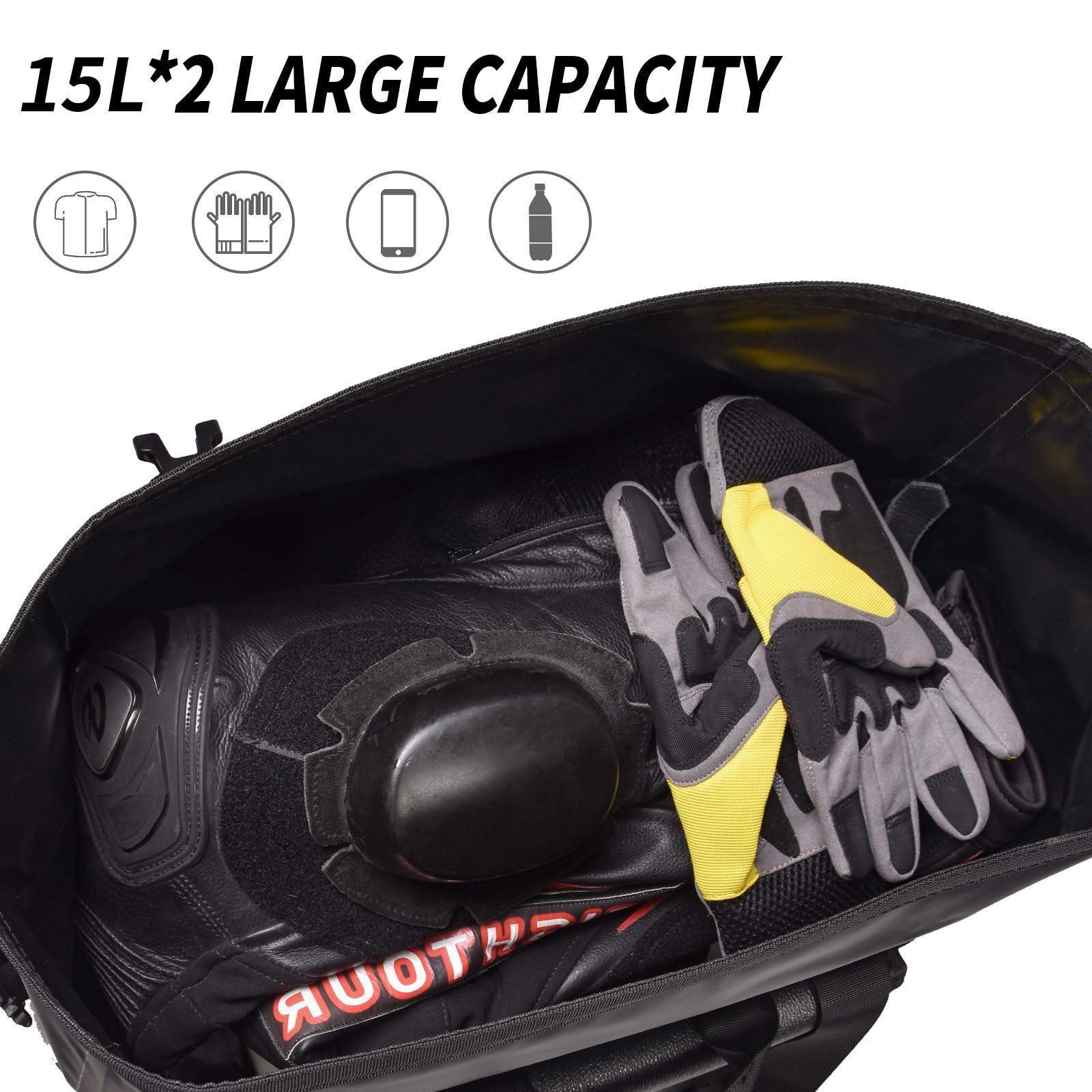 Borse da viaggio per moto da 30 l, borse laterali per moto, borsa rimovibile per scooter, Honda, Suzuki, Yamaha (giallo, 1 paio)