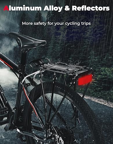 Miniatura 4 de KEMIMOTO Portabicicletas de carga trasera, 24-27.5 pulgadas, longitud ajustable, carga máxima de 220 libras, luz reflectante trasera roja, diseño de