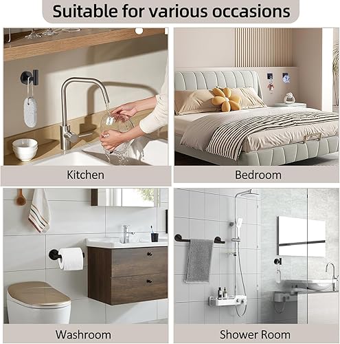 Miniatura 7 de Juego de accesorios de baño de 5 piezas, juego de toalleros de acero inoxidable SUS304, toallero de mano de 16 pulgadas, estante de papel higiénico,