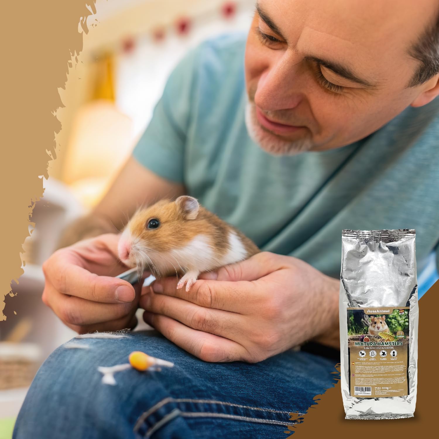 Comida Hamster, Comida Hamster Ruso 900G con Ingredientes Naturales, Alimento para Hamsters y Chinchilla con Equilibrio Nutricional, Ideal para la Salud de los Pequeños Roedores