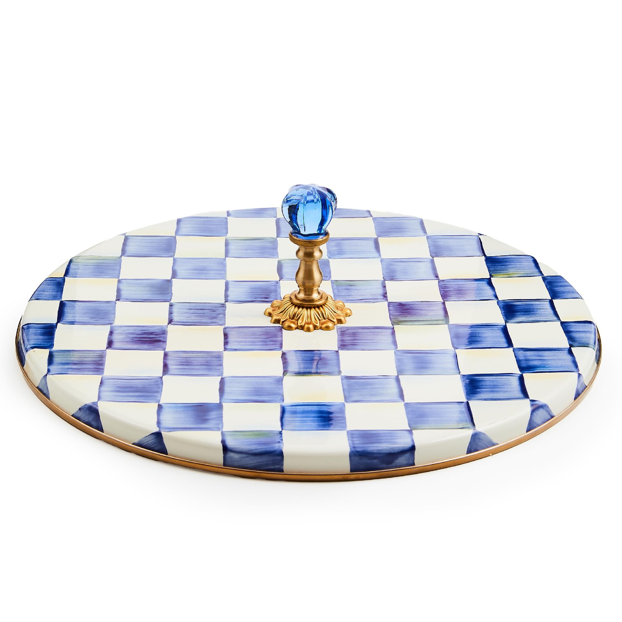 MACKENZIE-CHILDS Cheese Course, Cute Cheese Board and Serving Board for Charcuterie, Blue-and-White Royal Check