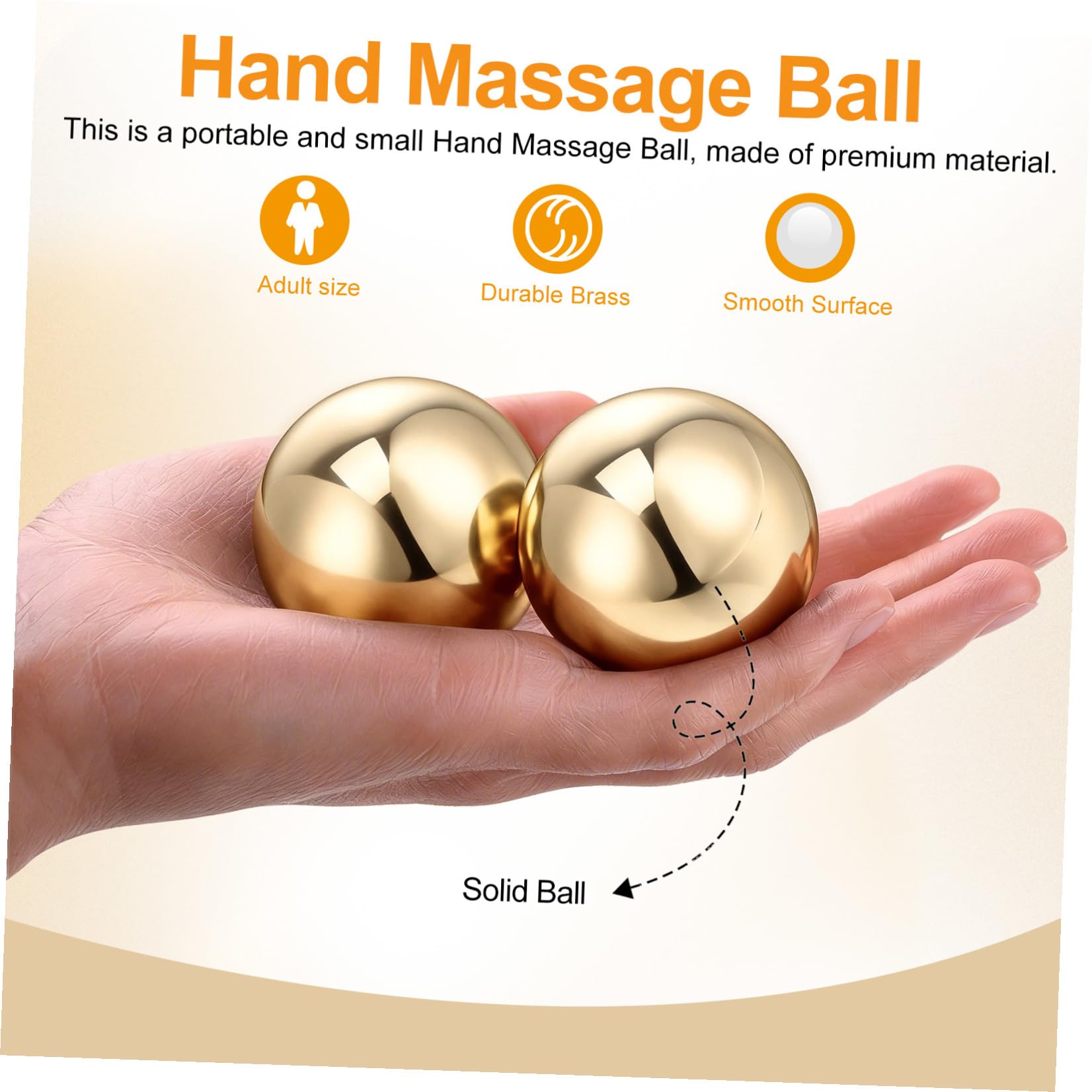 Handmassage und Übungsbälle aus Metall 1.5 Zoll Glatte Messingkugeln 2 Stück für Rehabilitation und Faszienmassage bei Erwachsenen