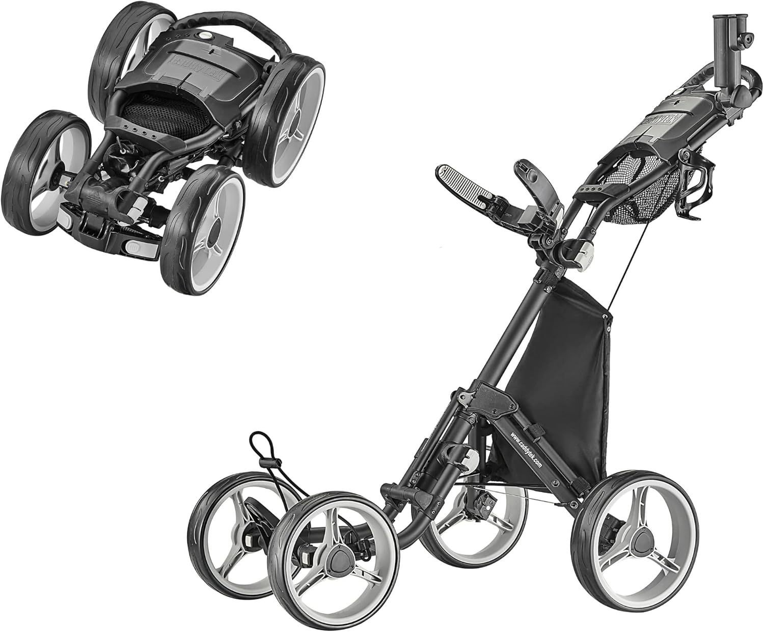 CaddyTek 4 Wheel Golf Push Cart Compact, Lightweight