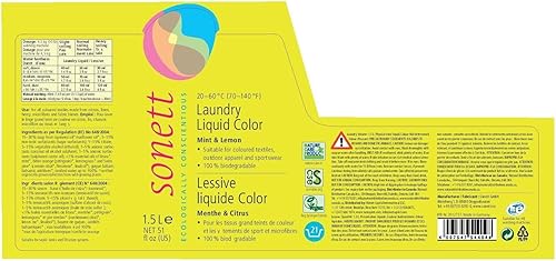 Miniatura 6 de Sonett Detergentes líquidos orgánicos para lavandería, menta y limón (paquete de 6) para todos los textiles de colores certificados cultivados