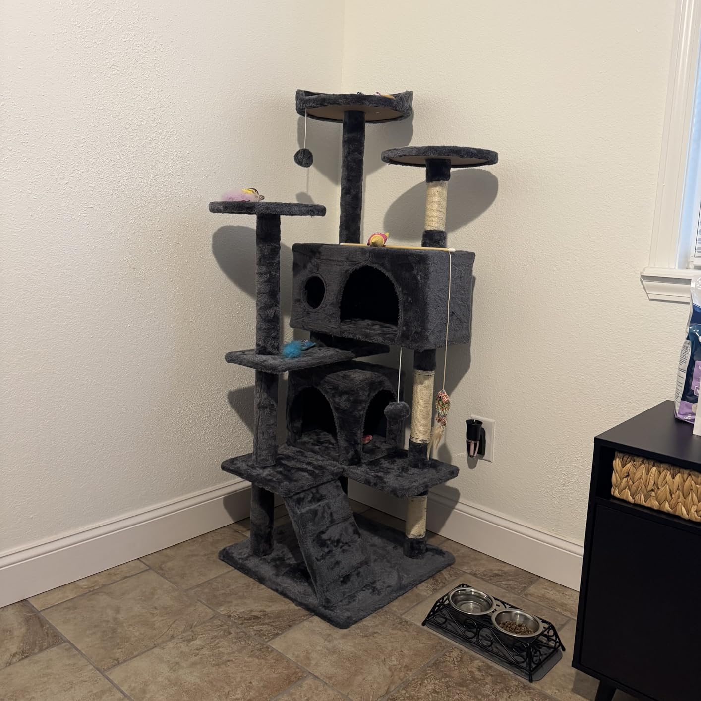 FDW Cat Tree 54in Cat Tower Multi-Level Durable Cat Scratching Post & Cozy Fun Cat Jumping Platform Space Saving Cat Condo Pet Play House for Indoor Cats,Dark Gray photo review