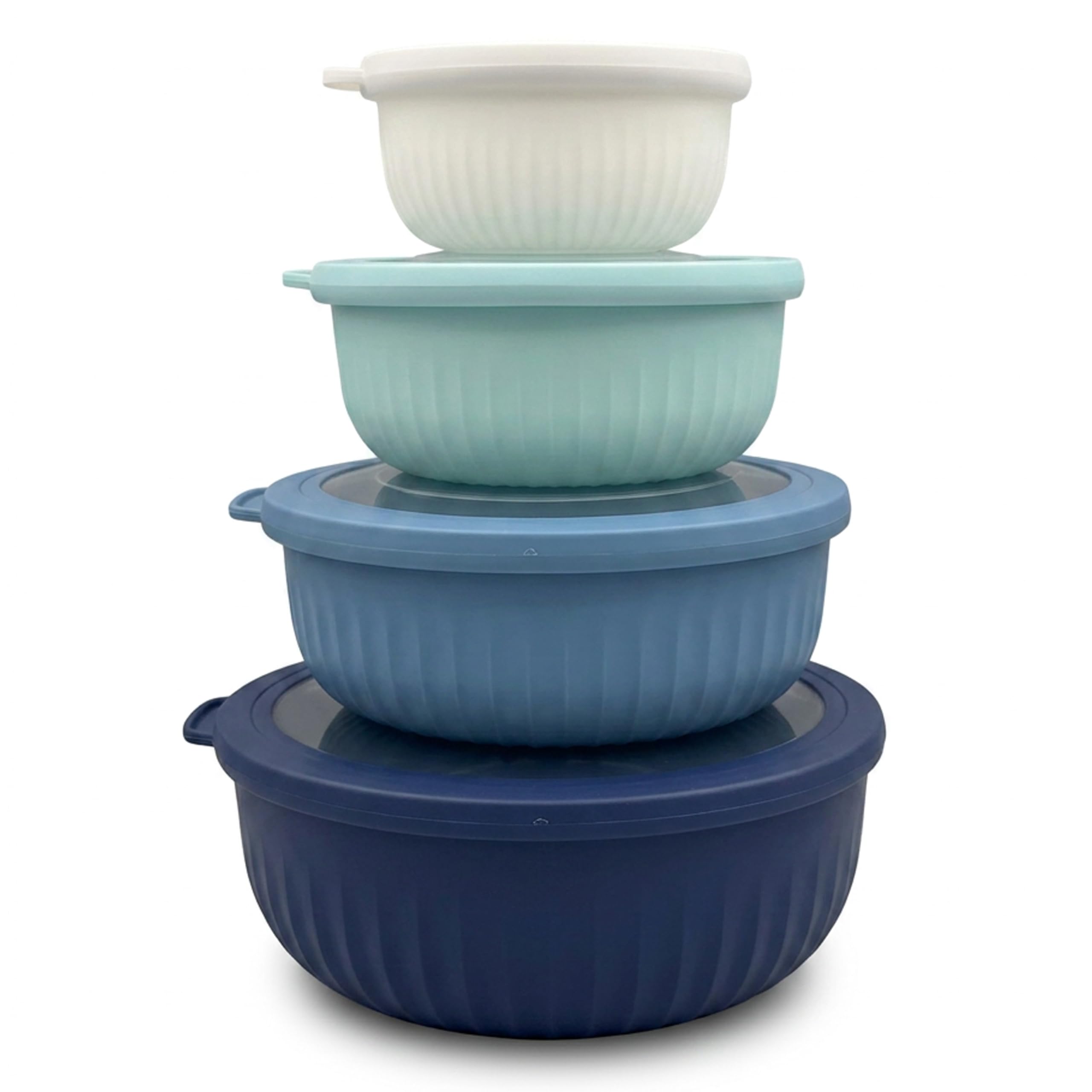 Gemplus Blue Gem+ | Food Storage Containers Set Of 4 With Lids, Airtight Kitchen Storage Bowls, Plastic Food Containers For Meal Prep, Leftovers, Stackable Nesting Food Storage Set (Blue)
