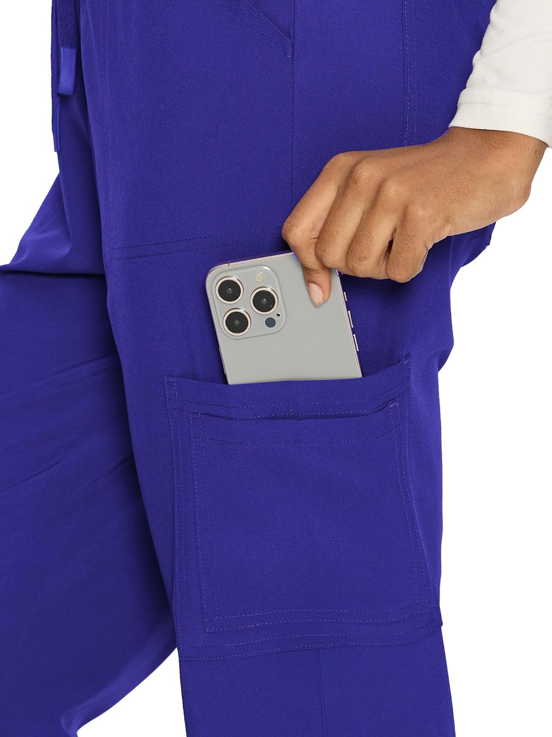 Scrubs for Women, V-Neck Scrubs Top & Cargo Pants with 12 Pockets, Yoga Waistband, 4 Way Stretch - Image 5