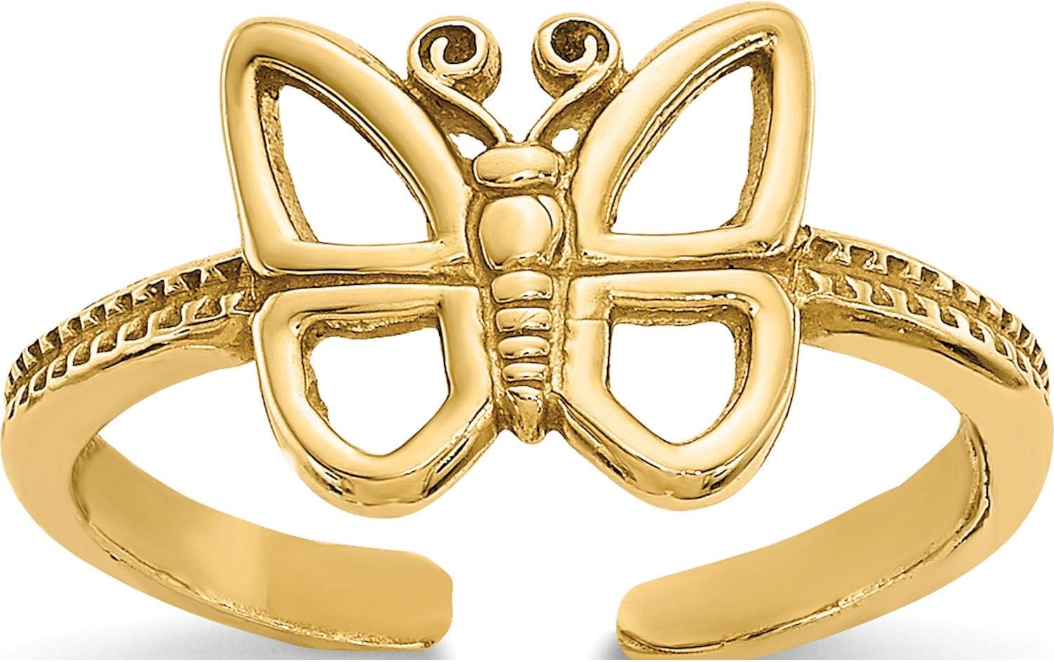 14K Yellow Gold Butterfly Toe Ring - Jewelry By Sweet Pea