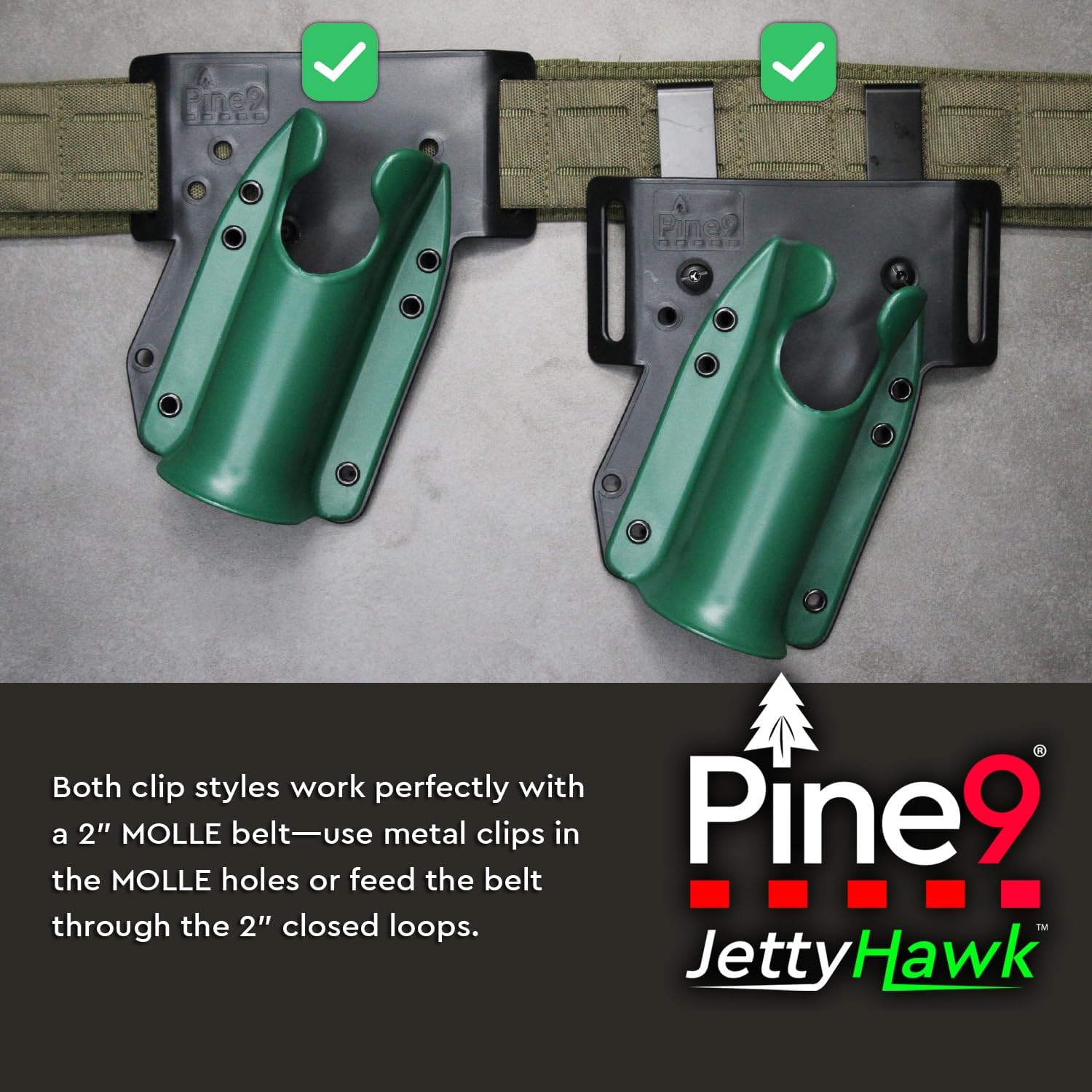 JettyHawk Fishing Rod Holster - Hands-Free Fishing Pole Holder - Made in USA - Right Hip Carry - Slide-in Belt or Clip - Fits Wading Belts, MOLLE & Fishing Gear