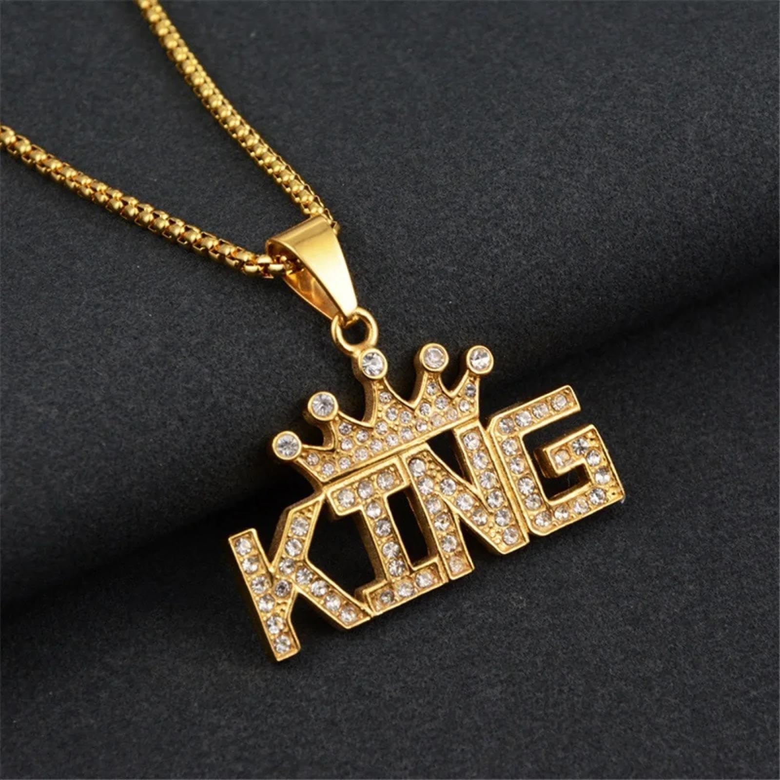 SiVaji Necklace Halskette Ketten Schmuck Herren Frauen Anhänger Necklacehip Hop Krone Buchstaben König Anhänger Halsketten Männer Frauen