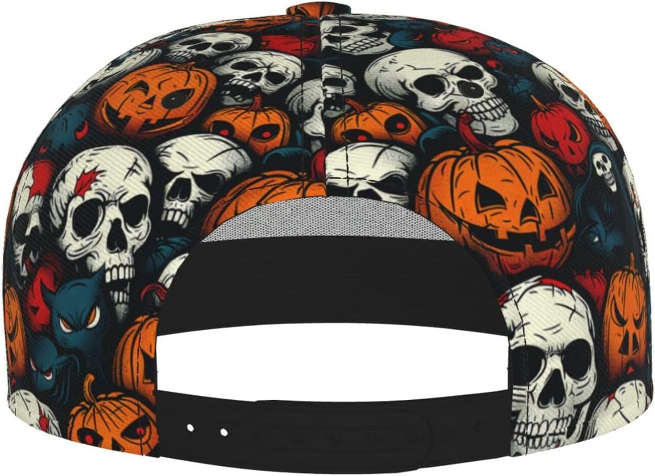 Skull Snapback Hat for Men Women, Stylish Flat Bill Hat Baseball Caps Adjustable Flat Brim Hip Hop Trucker Hats Sun Cap - Image 4